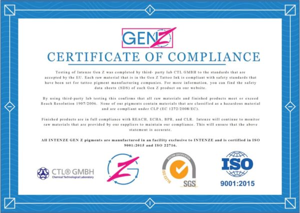 certificate of compliance GENZ prodak 1