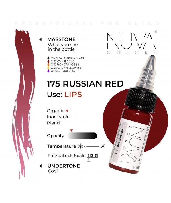 Nuva Colors 175 Russian Red 15ml Reach 2023 prodak tattoosupply
