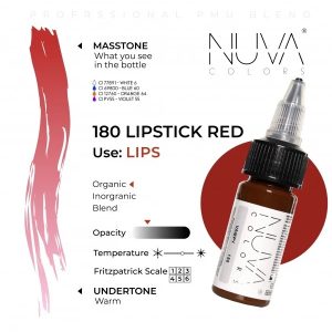 Nuva Colors 180 Lipstick Red 15ml Reach 2023 prodak tattoosupply PMU