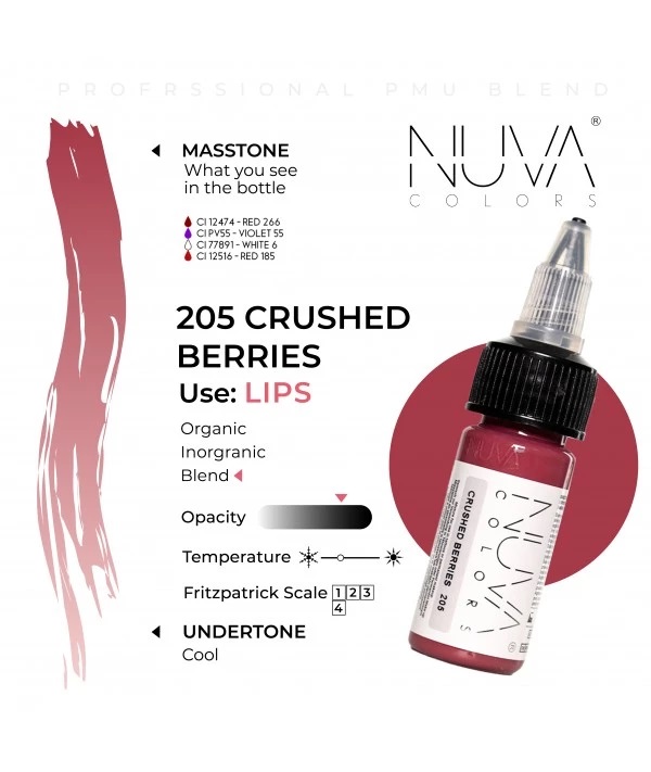 Nuva Colors 205 Crushed Berries 15ml Reach 2023 prodak tattoosupply
